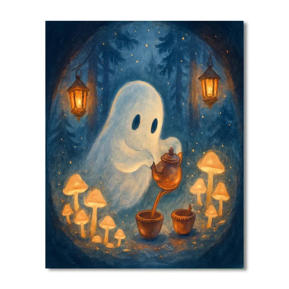 Moonlit Mushroom Tea For A Friendly Ghost paint by numbers