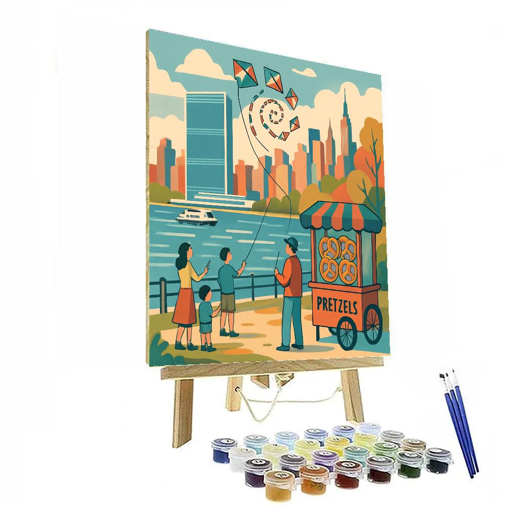 Skylines Under New York Kite Festival Paint by numbers art