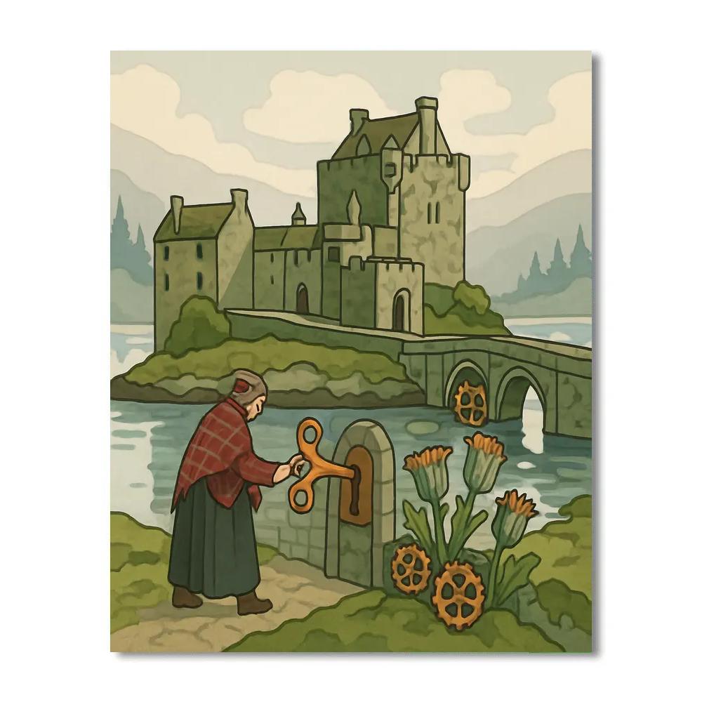 Scotland Crafted Clockwork Castle Garden Paint by numbers kits