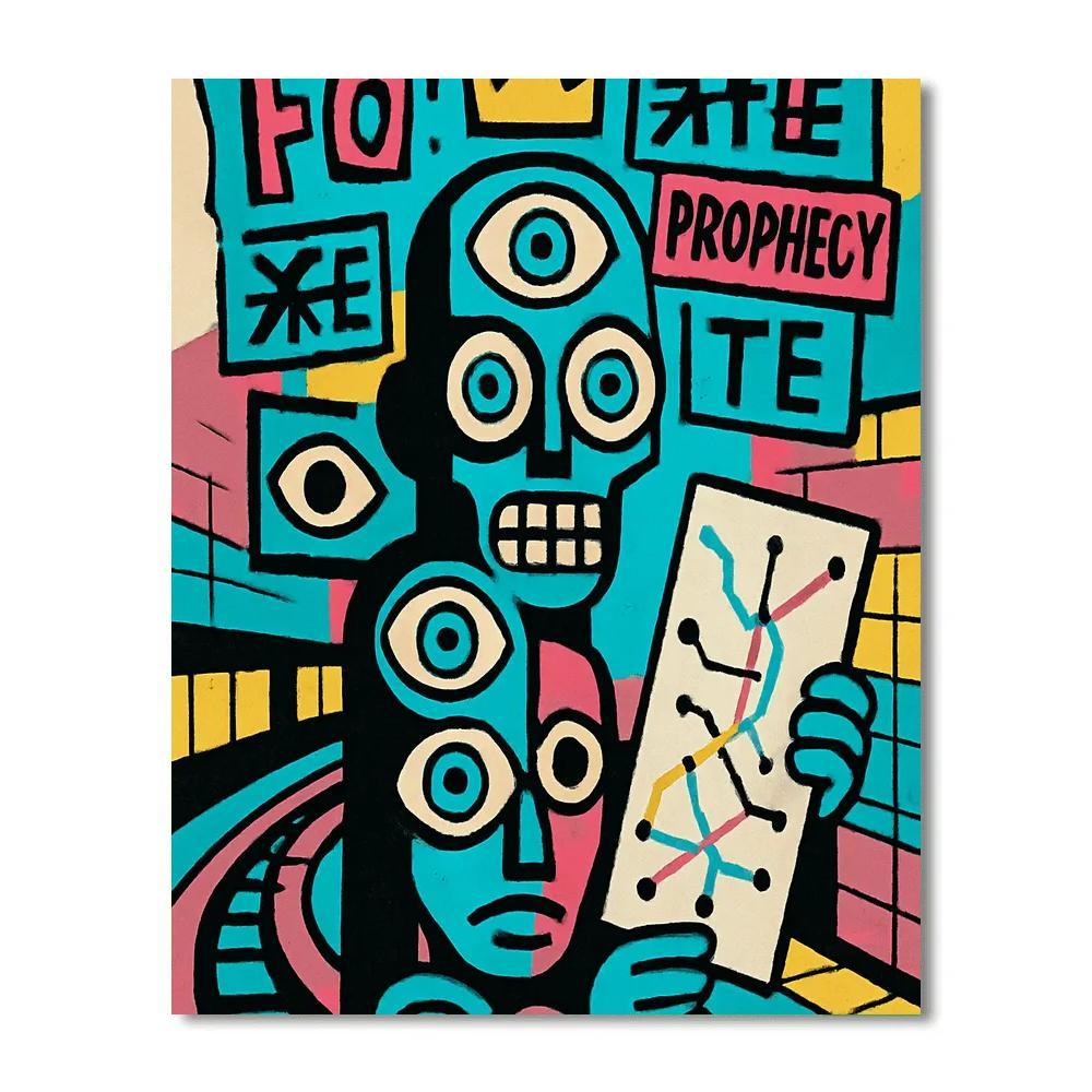 Neon Subway Oracle With Basquiat Symbols Paint by numbers art