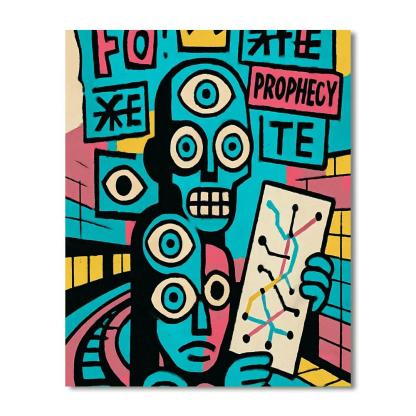 Neon Subway Oracle With Basquiat Symbols Paint by numbers art