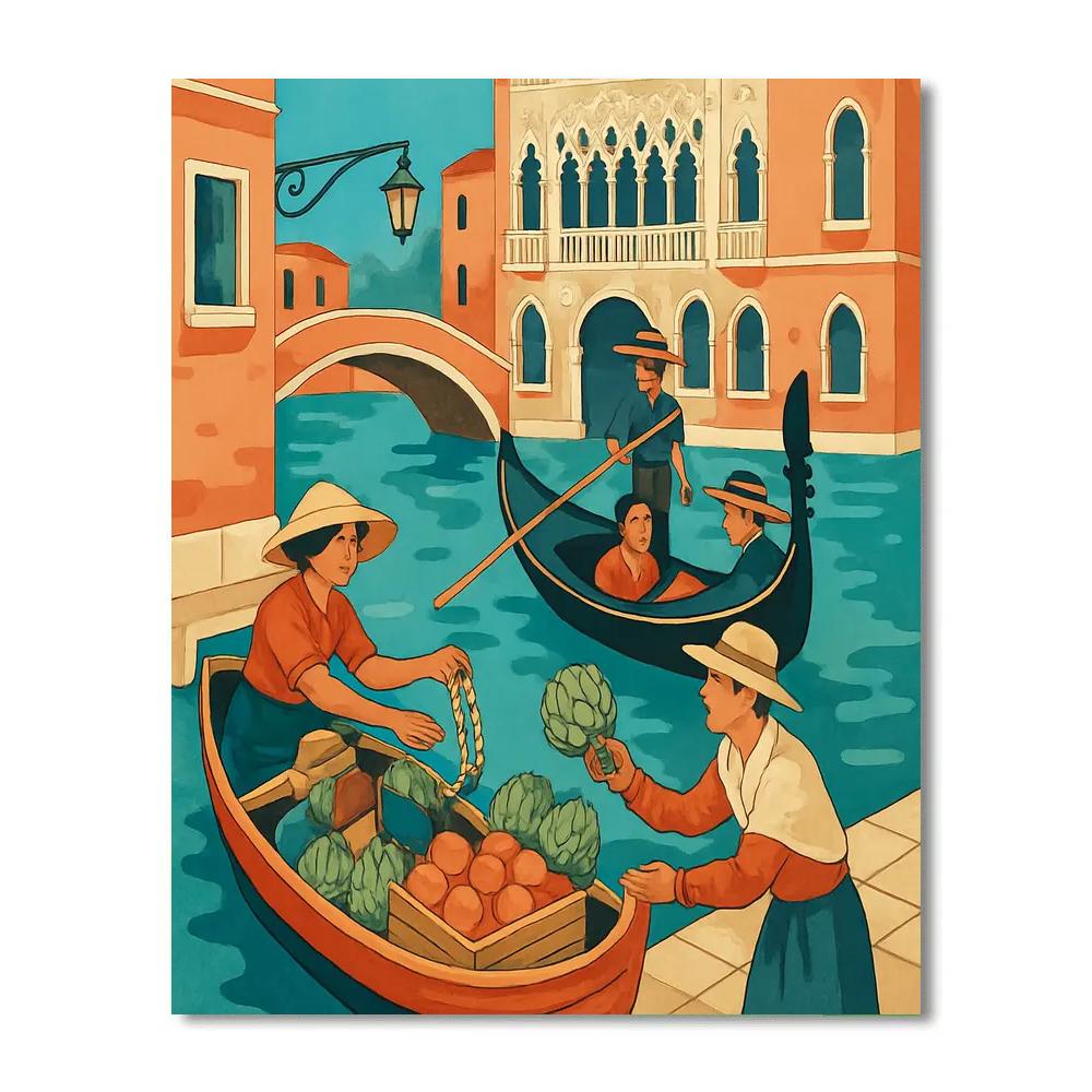 Mirror Market Scenes In Venice DIY paint by numbers