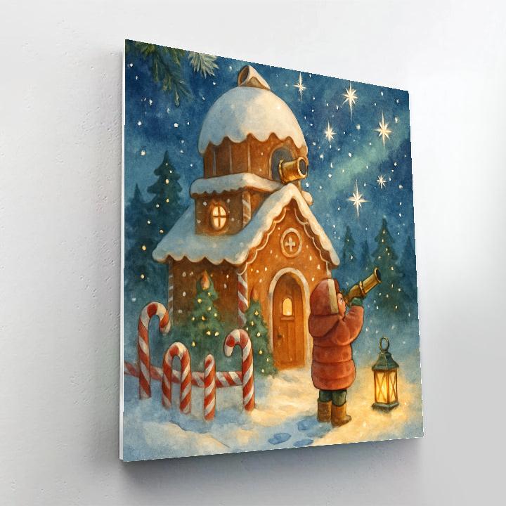 The Gingerbread Observatory At Snowy Hilltop Painting by numbers kit