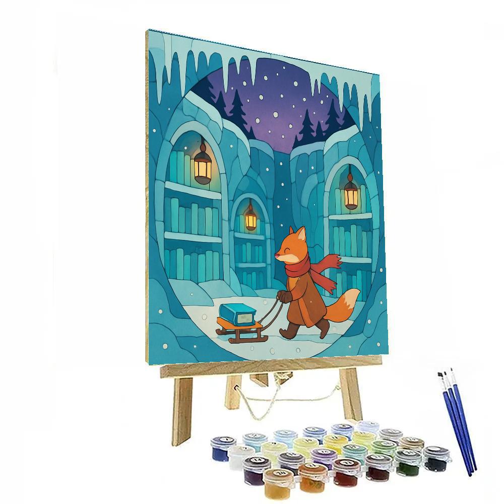 Lanternlit Ice Library In Winter Paint by numbers art