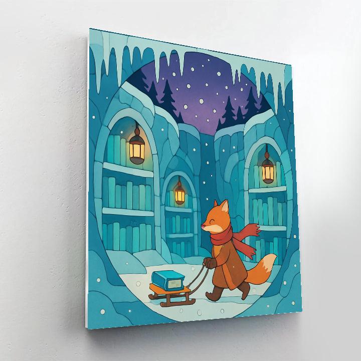 Lanternlit Ice Library In Winter Paint by numbers art