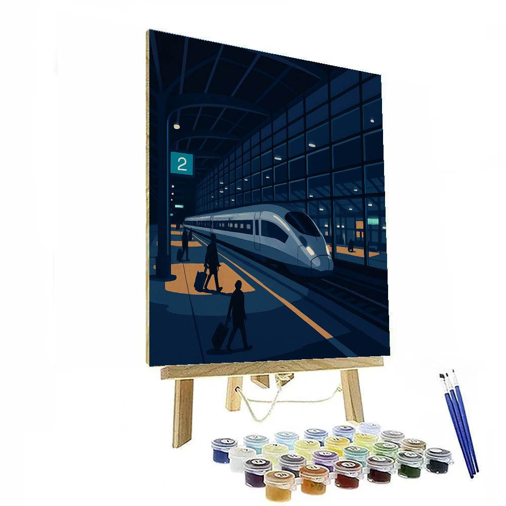 Midnight Glass Train Station Atrium painting number kit