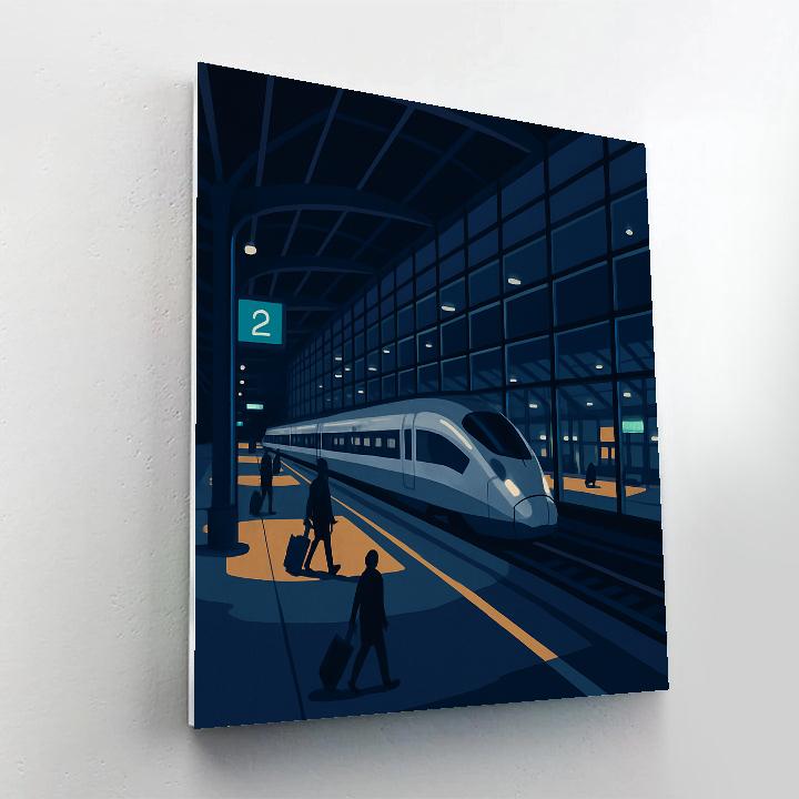 Midnight Glass Train Station Atrium painting number kit