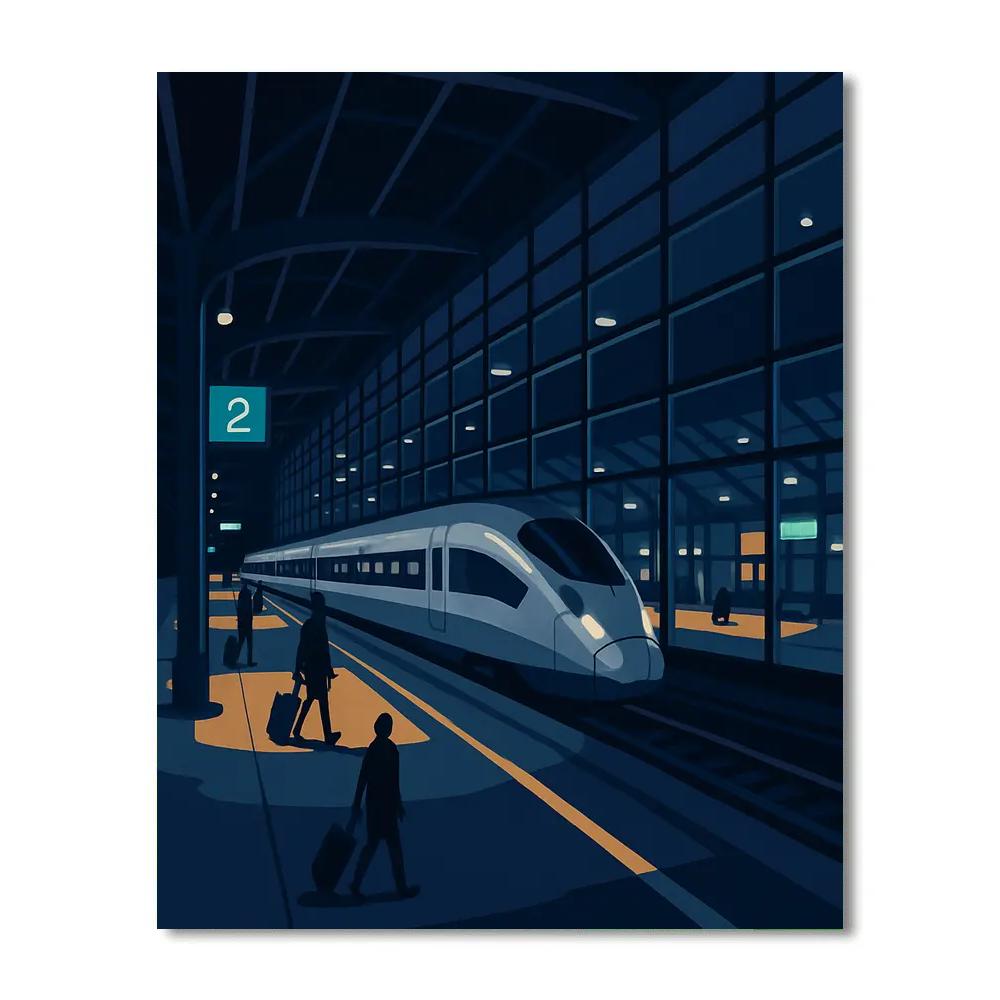 Midnight Glass Train Station Atrium painting number kit