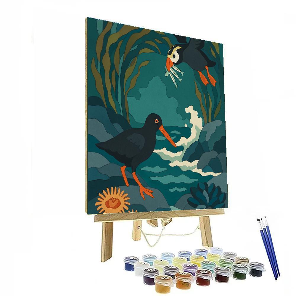 Tidepool Birds In Kelp Cathedral Paint by numbers kits