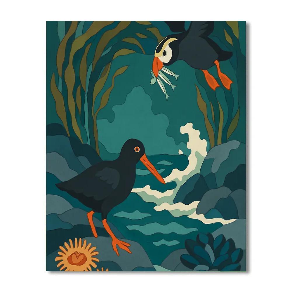 Tidepool Birds In Kelp Cathedral Paint by numbers kits