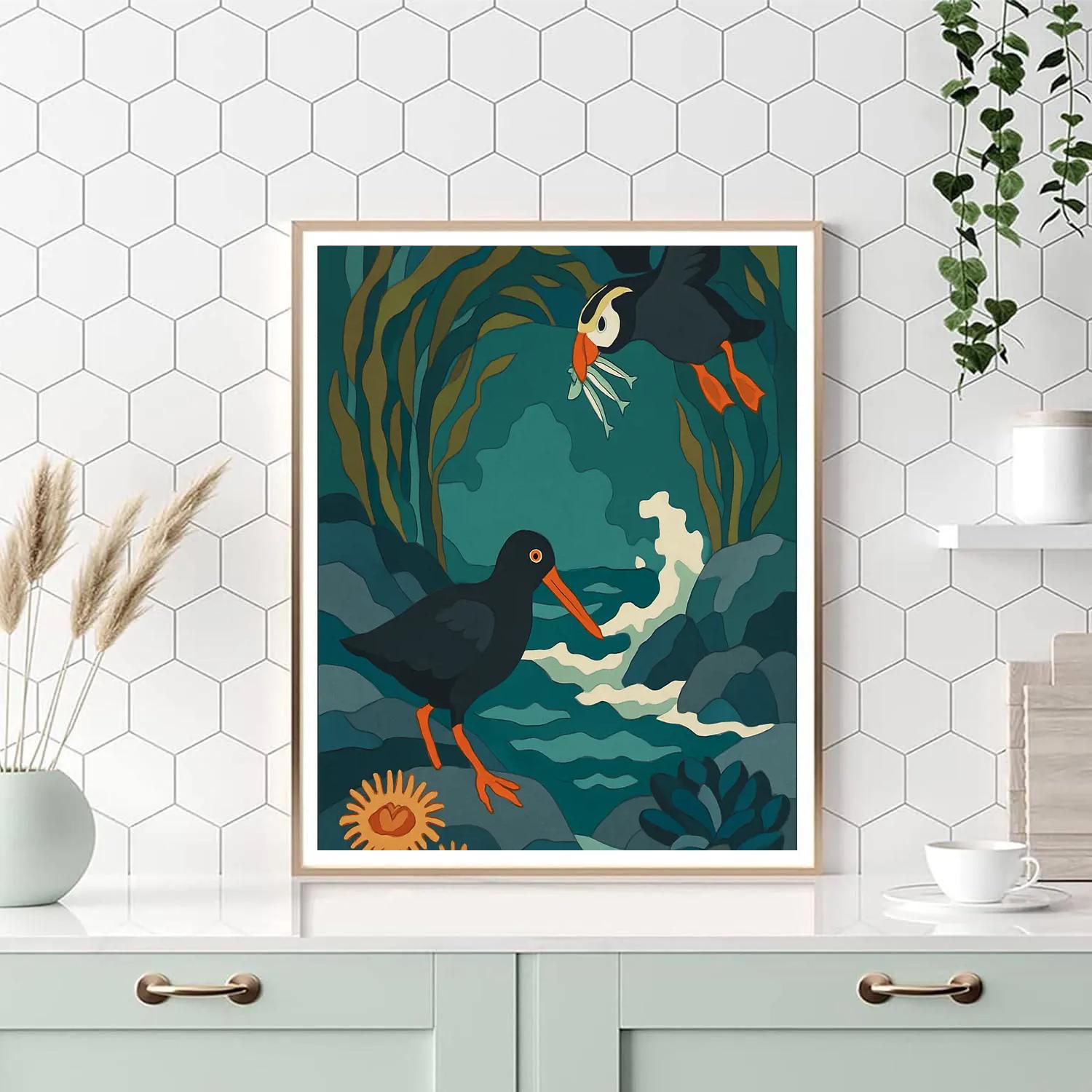 Tidepool Birds In Kelp Cathedral Paint by numbers kits