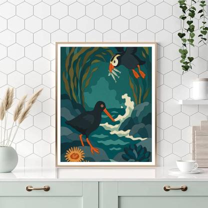 Tidepool Birds In Kelp Cathedral Paint by numbers kits