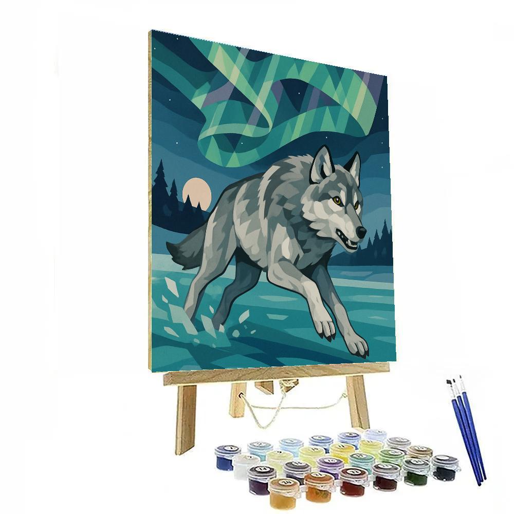Aurora Lattice Wolf Pursuit painting number kit
