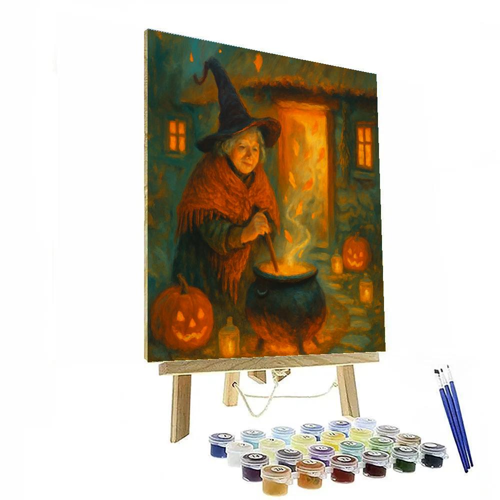 Witch Cottage Under A Quilt Of Falling Leaves paint by numbers