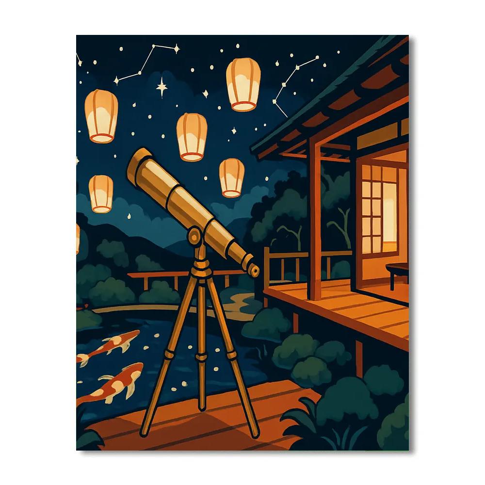Paper Lantern Observatory Japan Paint by numbers kits