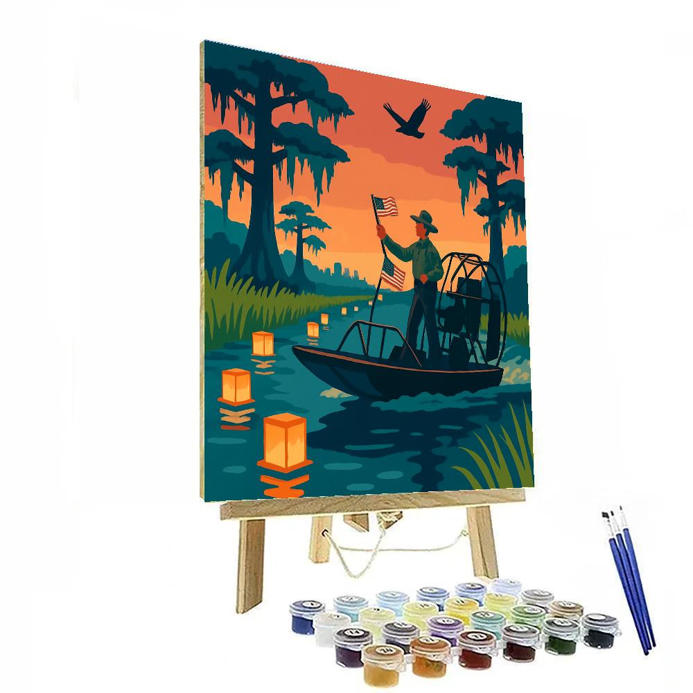 Airboat Festival In The Everglades USA Twilight paint by color