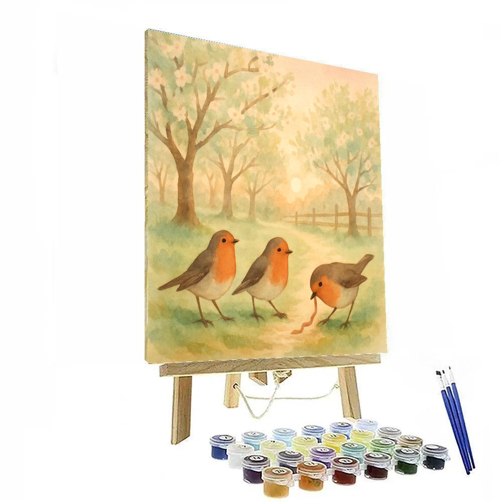 Warm Orchard Robins At First Light Paint by numbers kits
