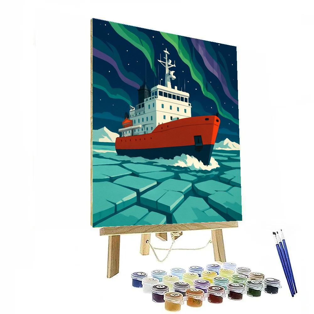 Moonlit Icebreaker Ship Passage DIY paint by numbers