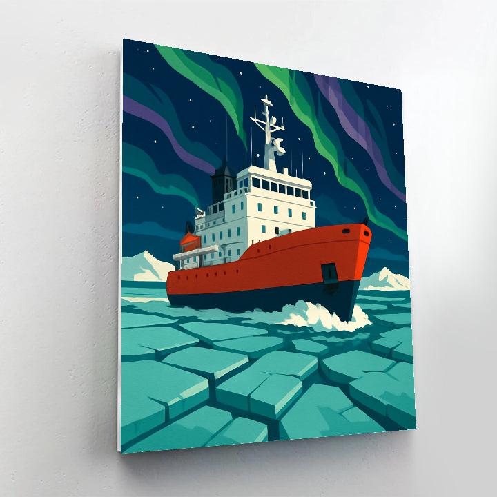 Moonlit Icebreaker Ship Passage DIY paint by numbers