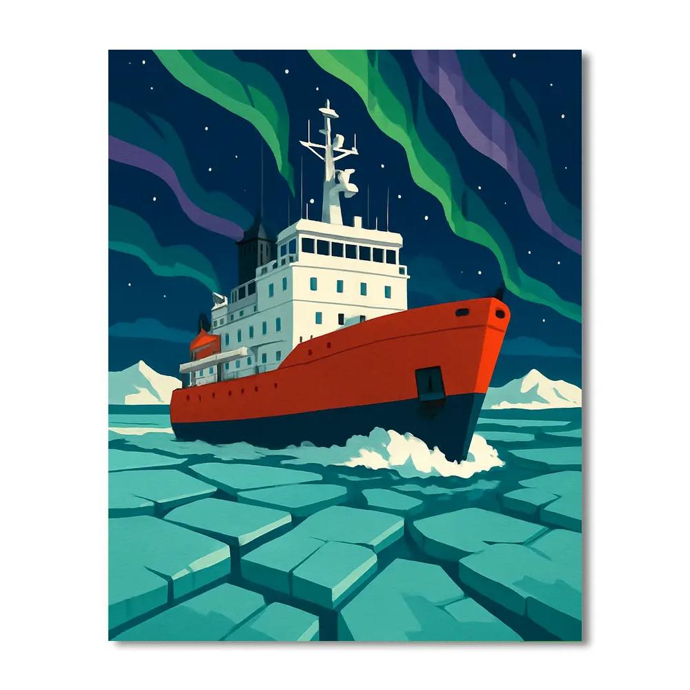 Moonlit Icebreaker Ship Passage DIY paint by numbers