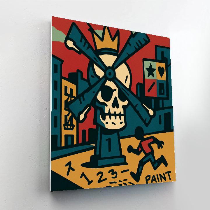 Basquiat Crowned Windmill Riot paint by color
