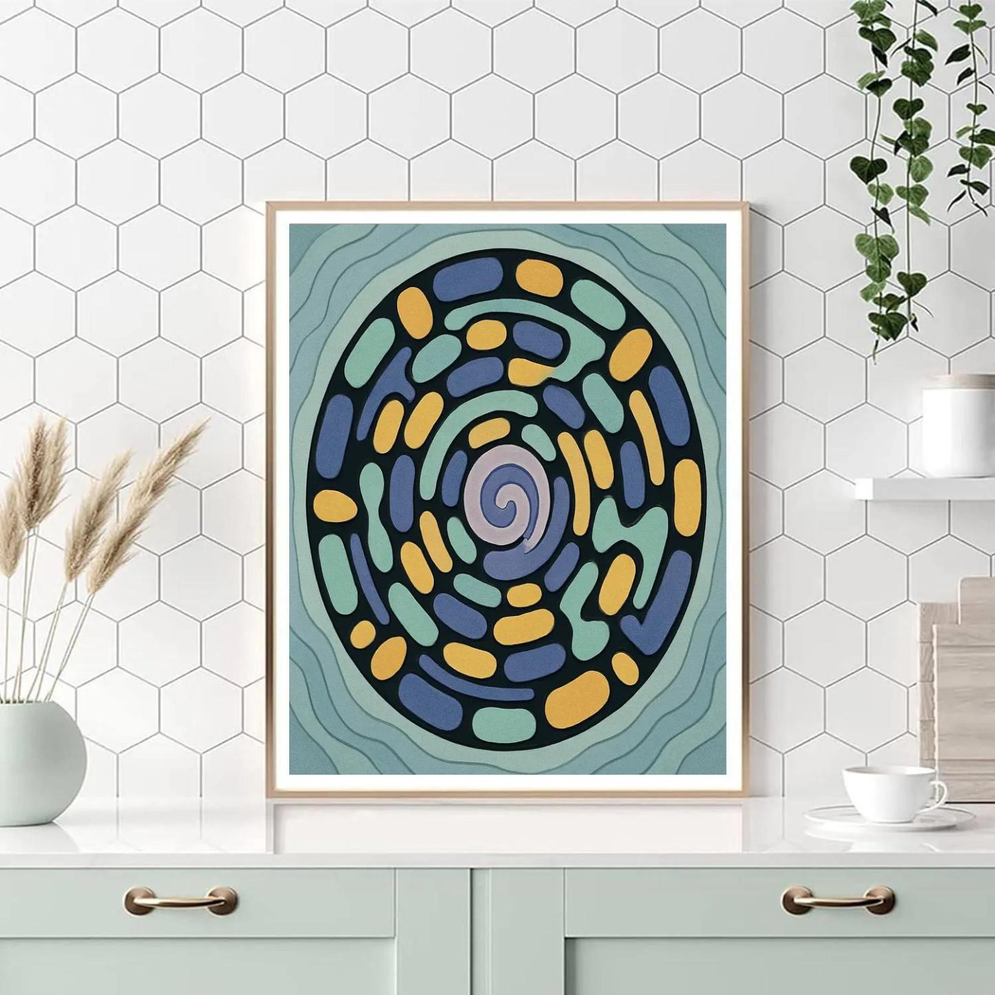 Orbiting Cells In Abstract Number painting