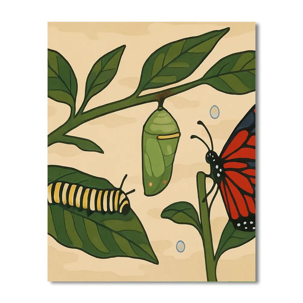 Cocoon To Butterfly Transformation Path Number painting