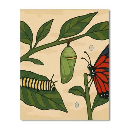 Cocoon To Butterfly Transformation Path Number painting