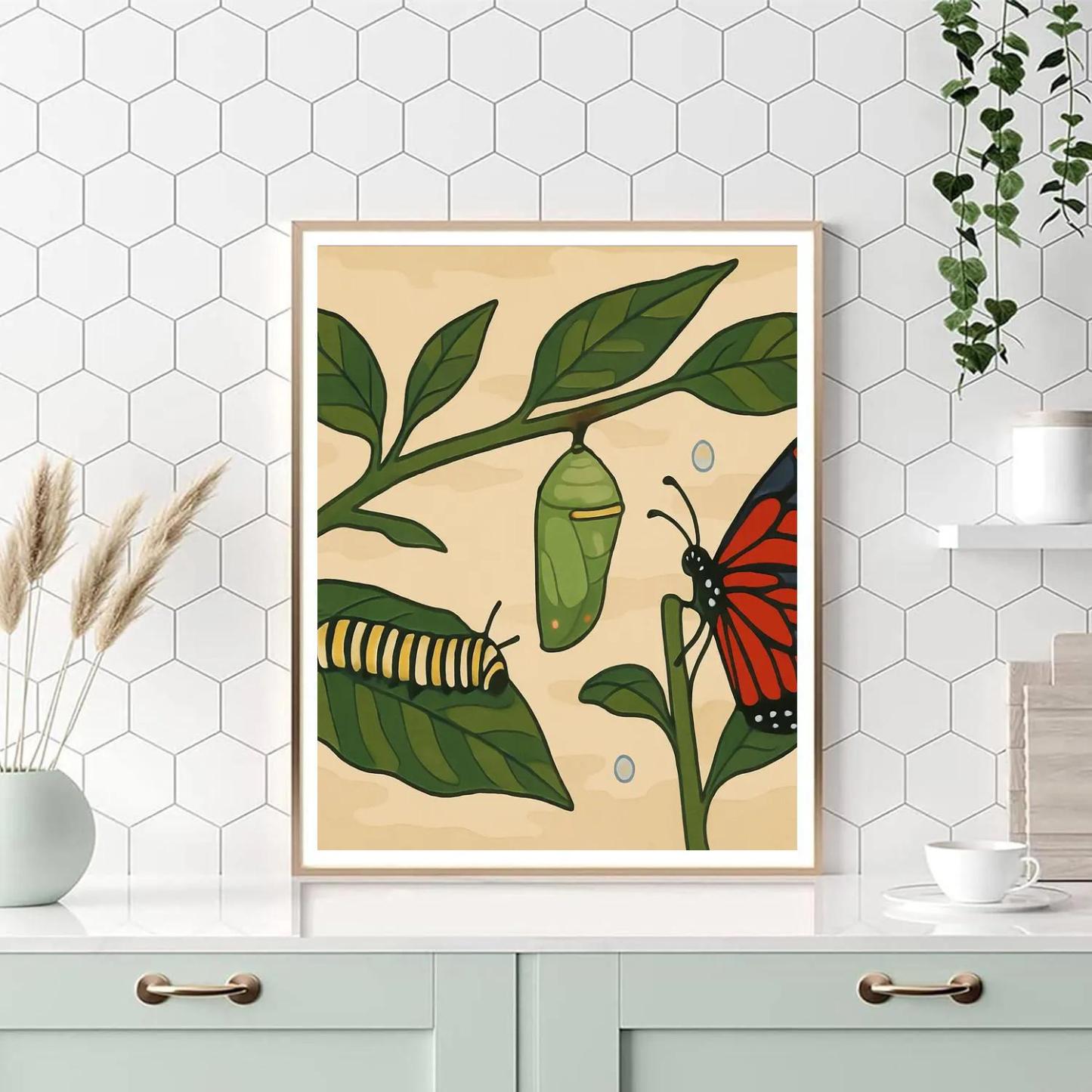 Cocoon To Butterfly Transformation Path Number painting