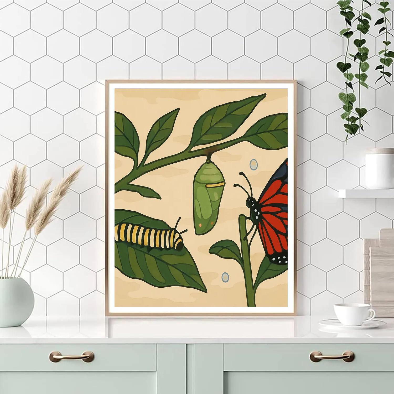 Cocoon To Butterfly Transformation Path Number painting