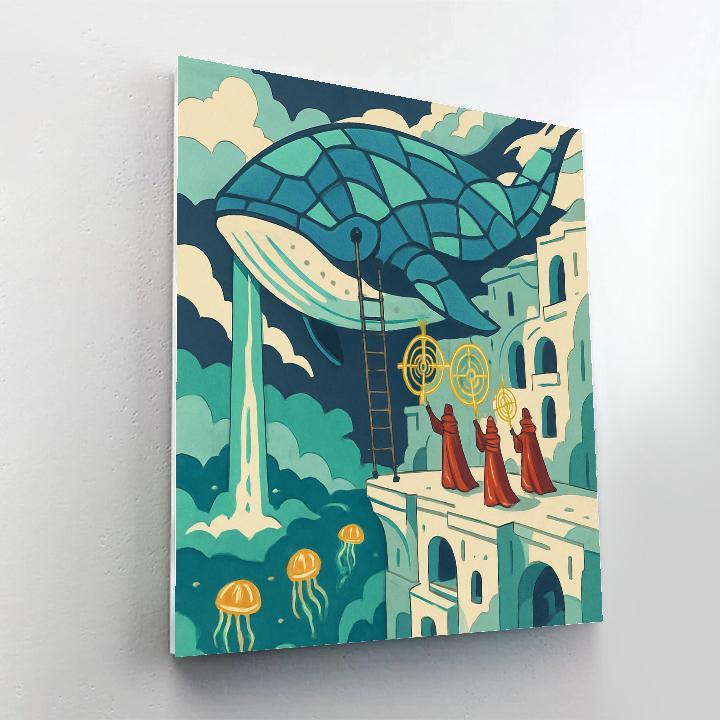 Fantasy Forged Skywhale Harbor Painting by numbers kit