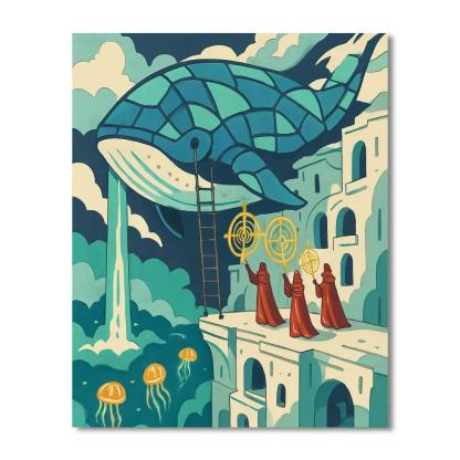 Fantasy Forged Skywhale Harbor Painting by numbers kit