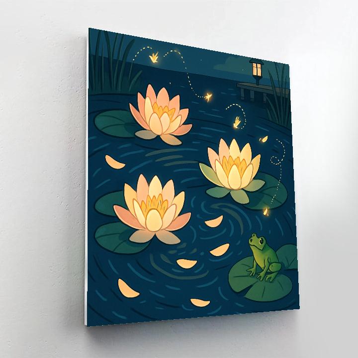 Moonlit Lily Pads Floral Numbered painting kits