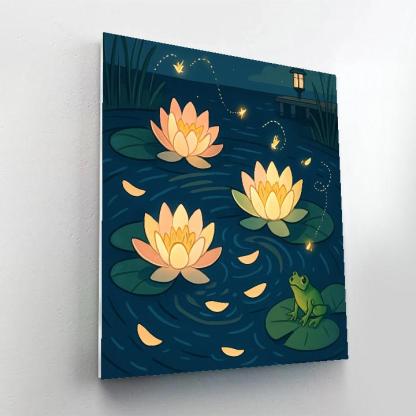 Moonlit Lily Pads Floral Numbered painting kits