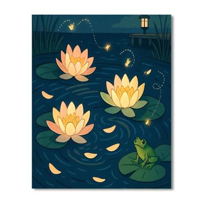 Moonlit Lily Pads Floral Numbered painting kits