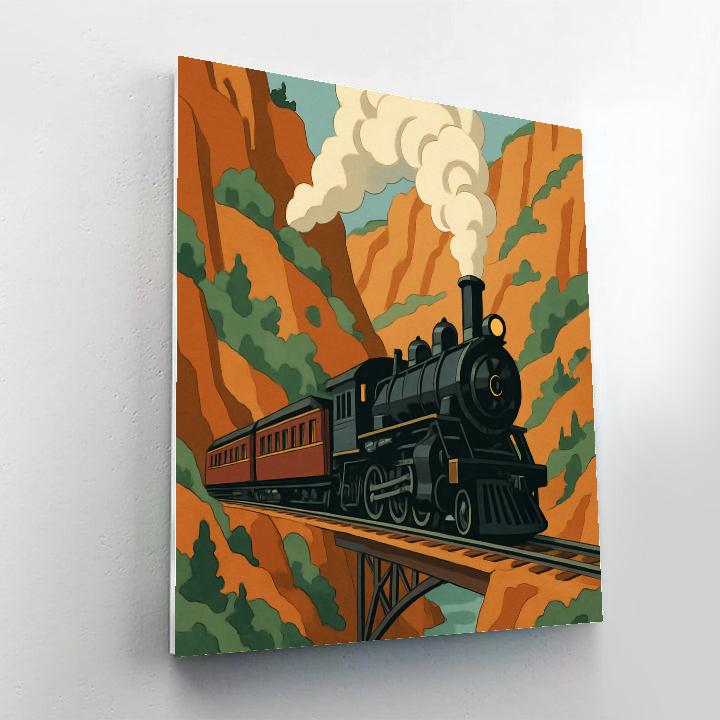 Copper Canyon Switchback With Train paint by numbers