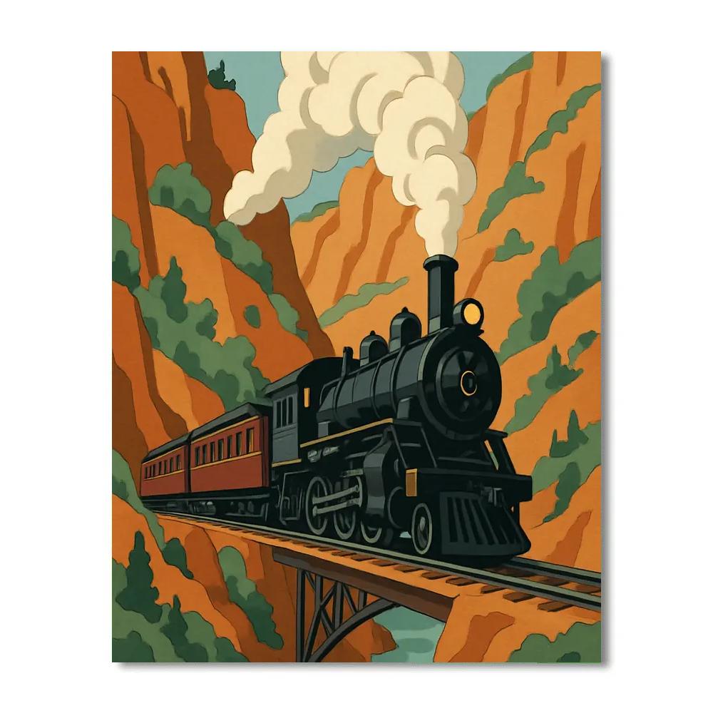 Copper Canyon Switchback With Train paint by numbers