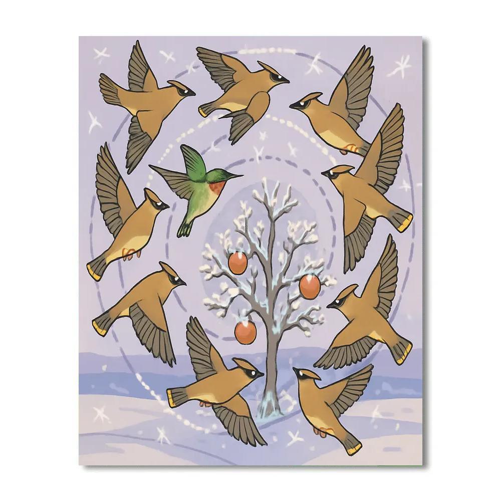 Orchard Spiral Flight, Birds paint by number