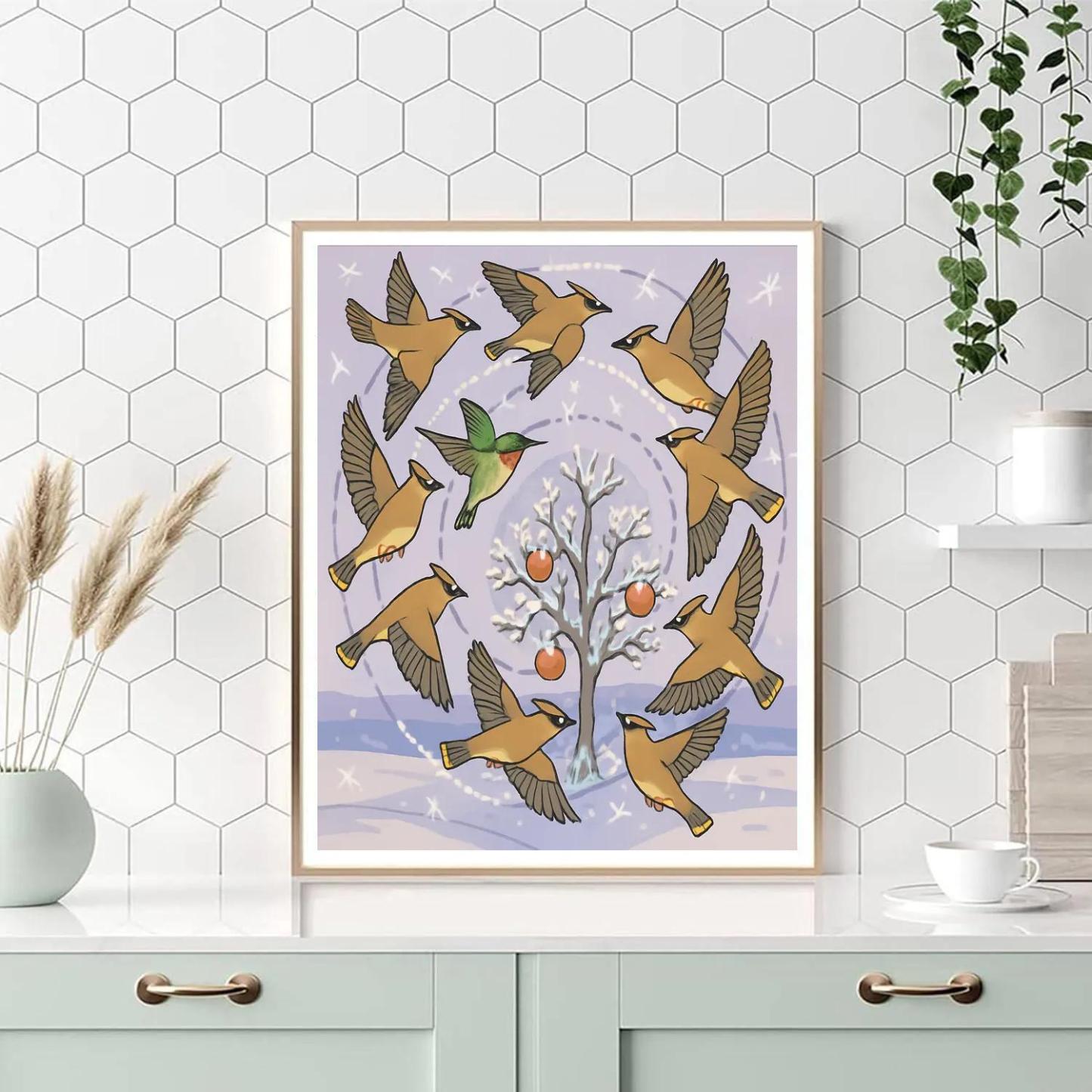 Orchard Spiral Flight, Birds paint by number