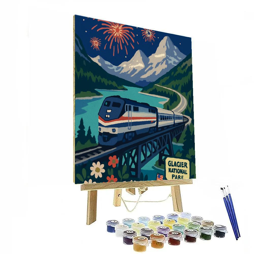 USA Star Train Across Glacier Pass paint by numbers