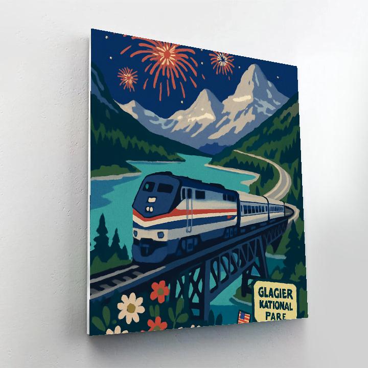 USA Star Train Across Glacier Pass paint by numbers