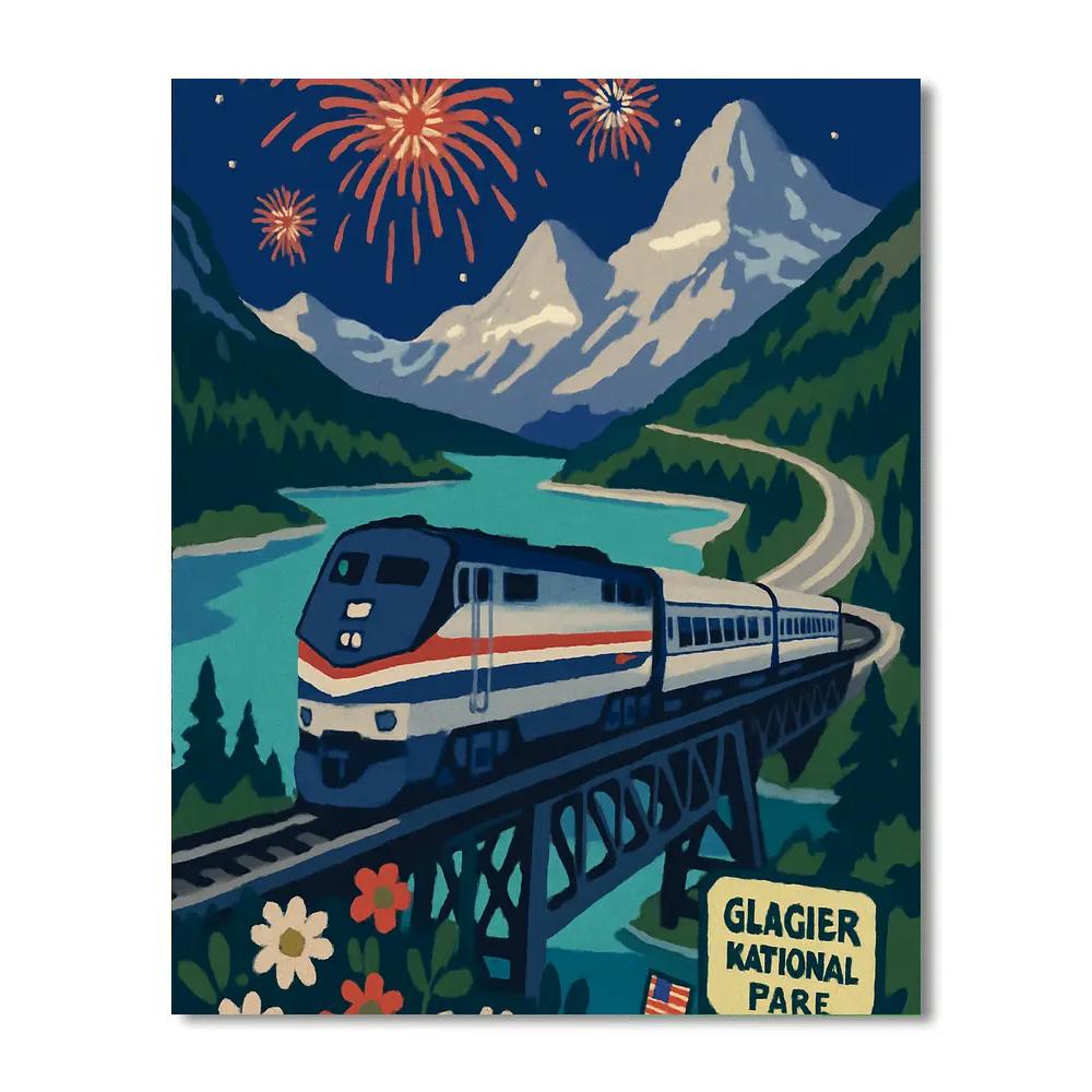 USA Star Train Across Glacier Pass paint by numbers