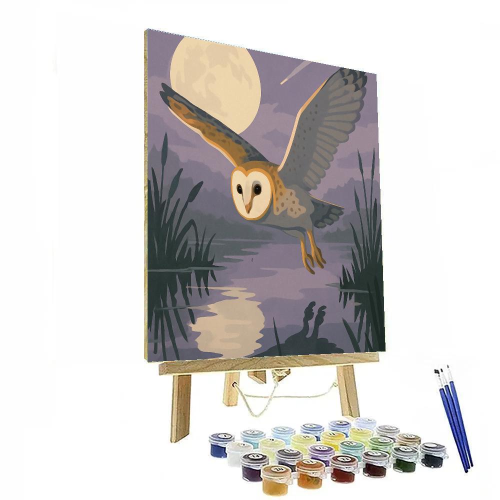 Silent Flight Over Moonlit Reeds With Owl DIY paint by numbers