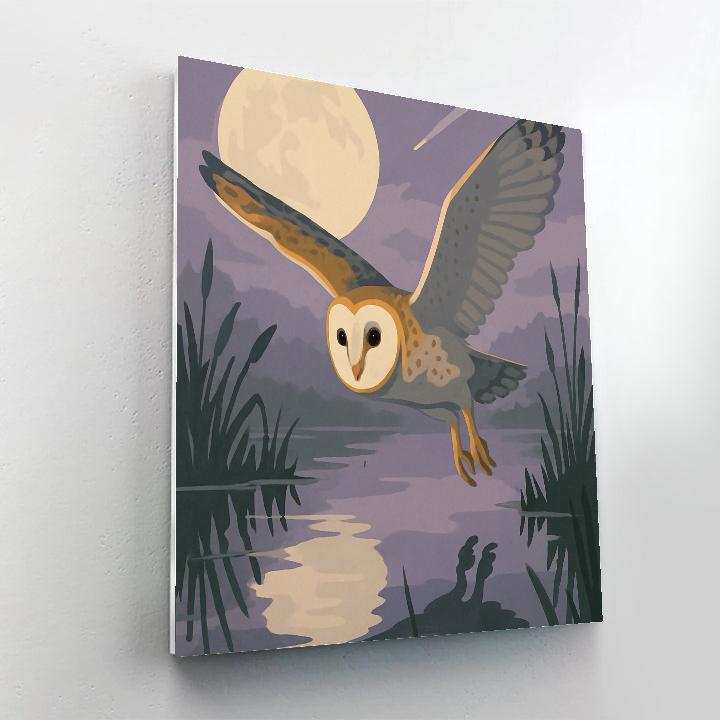 Silent Flight Over Moonlit Reeds With Owl DIY paint by numbers