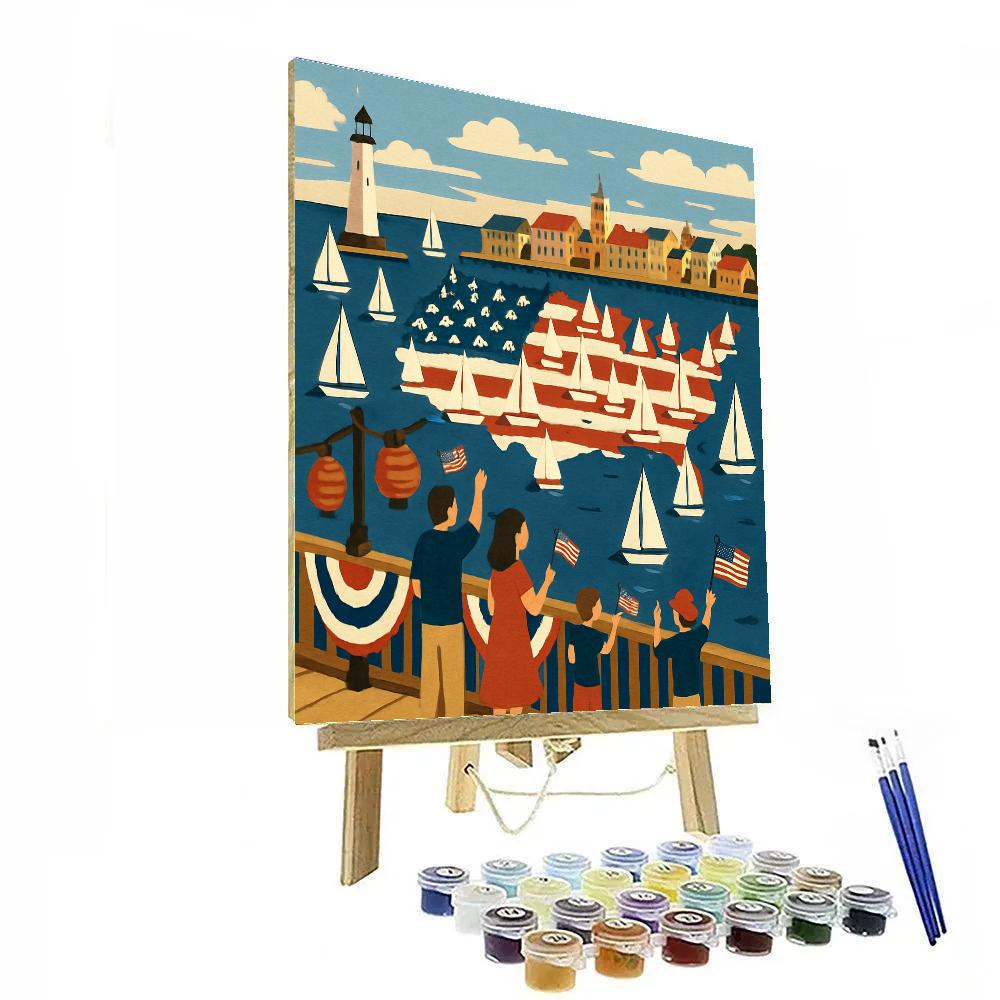 Harbor Parade In National Colors painting number kit