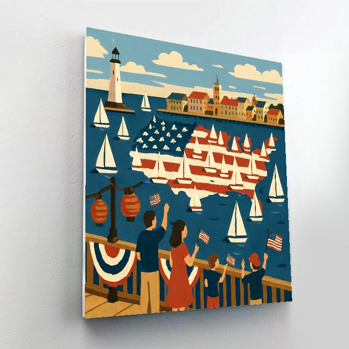Harbor Parade In National Colors painting number kit