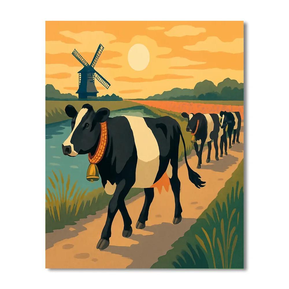 Windmill Shadow Cow Parade Painting by numbers kit