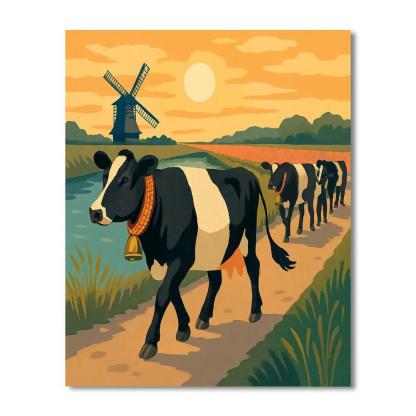 Windmill Shadow Cow Parade Painting by numbers kit