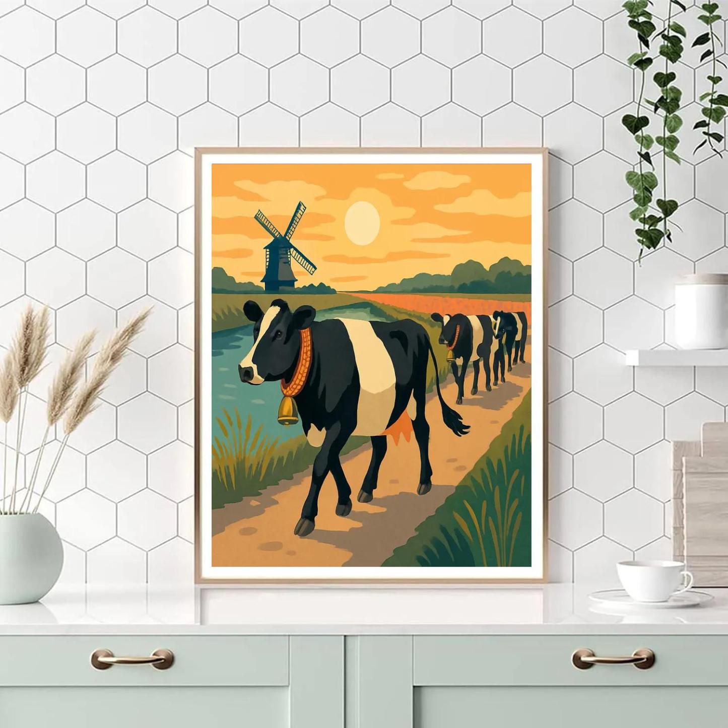 Windmill Shadow Cow Parade Painting by numbers kit