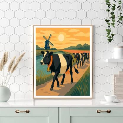 Windmill Shadow Cow Parade Painting by numbers kit